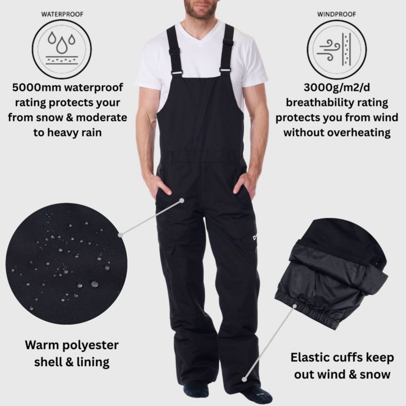Men's Insulated Snow Bib Overalls Waterproof Ski Snowboard Pants