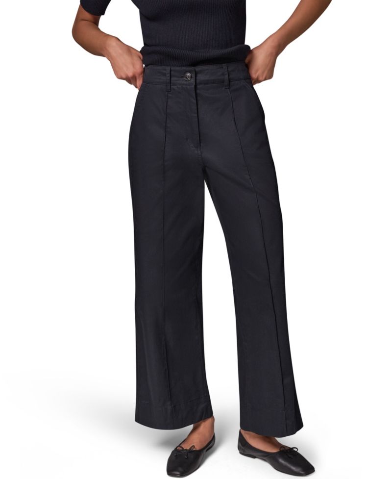 Women's Cotton Twill Wide-Leg Mid-Rise Pants,