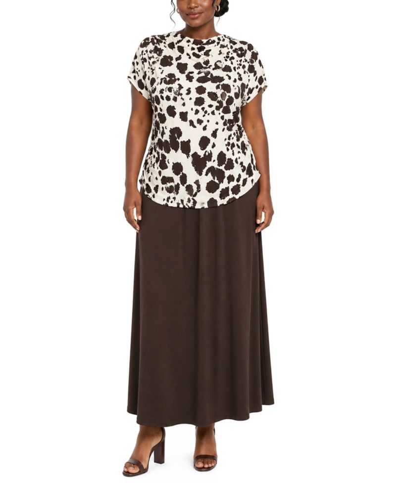 Plus Size Cow Print Draped Top