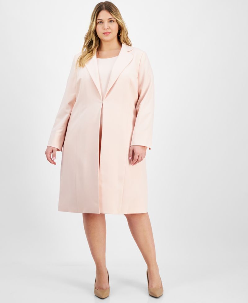 Plus Size Elongated Blazer 2 Piece Dress Suit