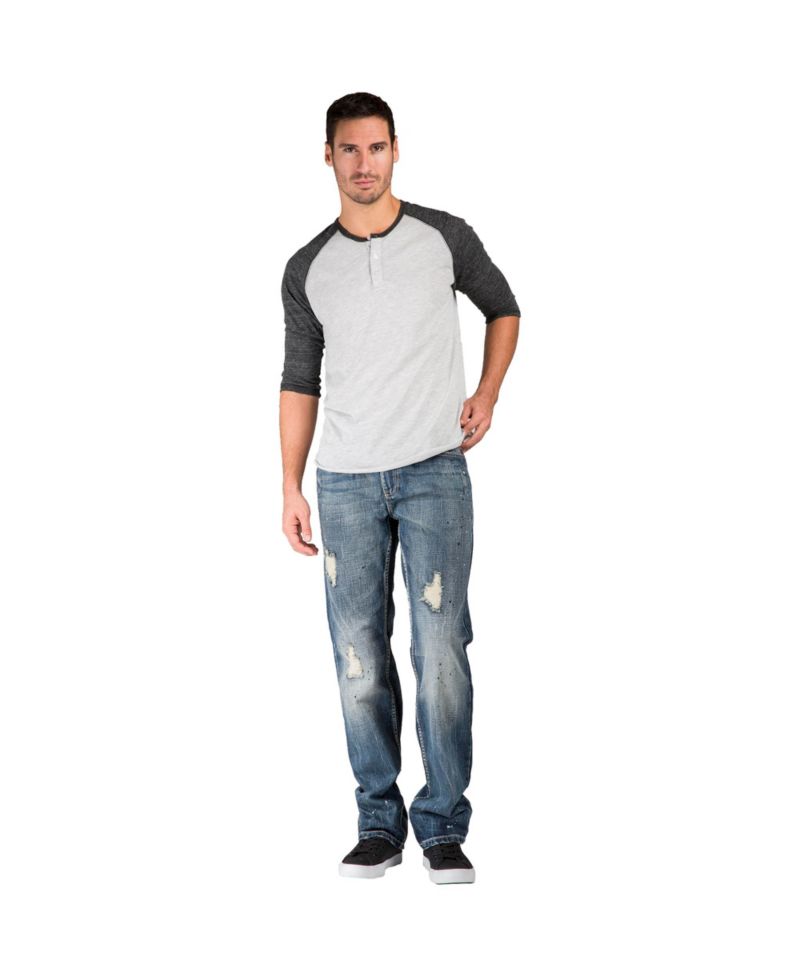 Men's Slim Straight Destroyed Sanding Whiskering Premium Jeans