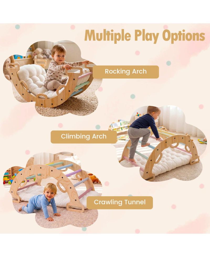Montessori 3-in-1 Wooden Rocking Climbing Arch