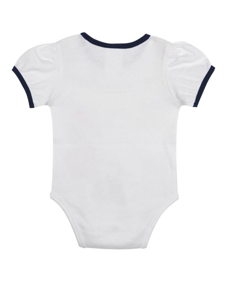 Newborn 3-Piece White/Navy Cleveland Guardians Sweet Catcher Bodysuit, Headband and Skirt Set