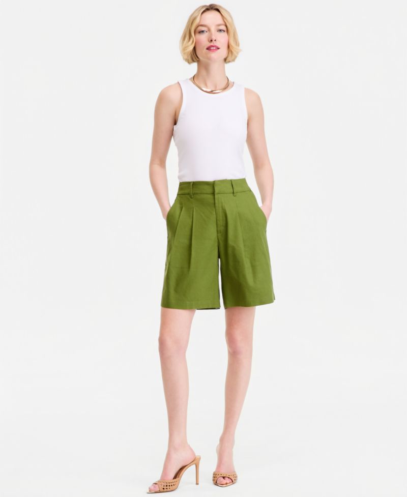 Women's High-Rise Linen Bermuda Shorts