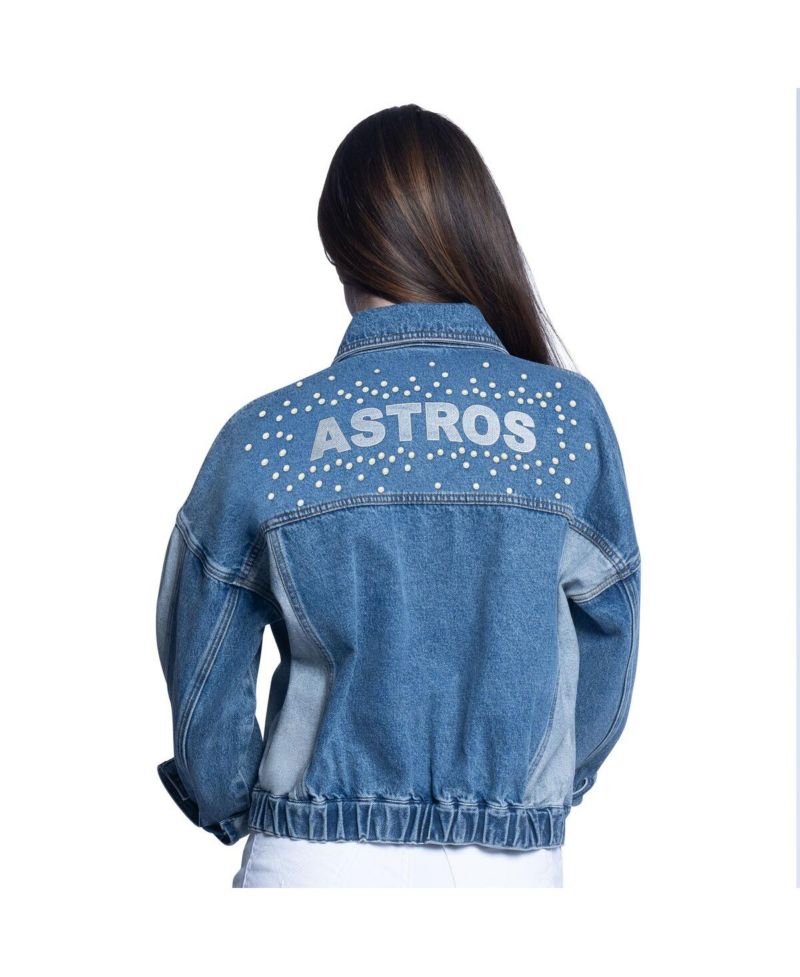 Women'sHouston Astros Victory Oversized Button-Up Denim Jacket