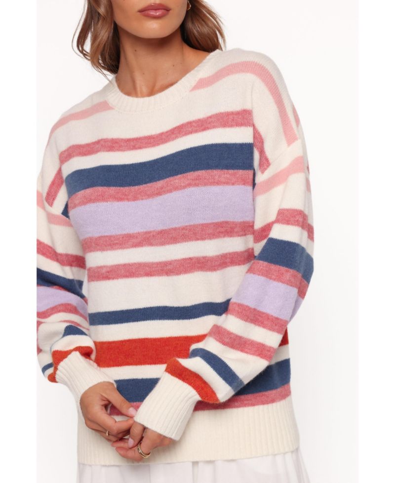 Women's Saski Crewneck Long-Sleeve Striped Sweater