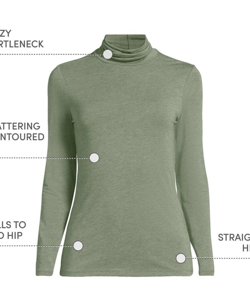 Women's Lightweight Jersey Skimming Long Sleeve Turtleneck