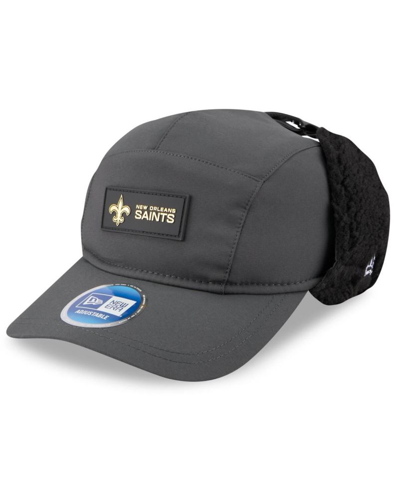 Men's Charcoal New Orleans Saints 2025 Sideline Cold Weather Runner Dog Ear Adjustable Hat