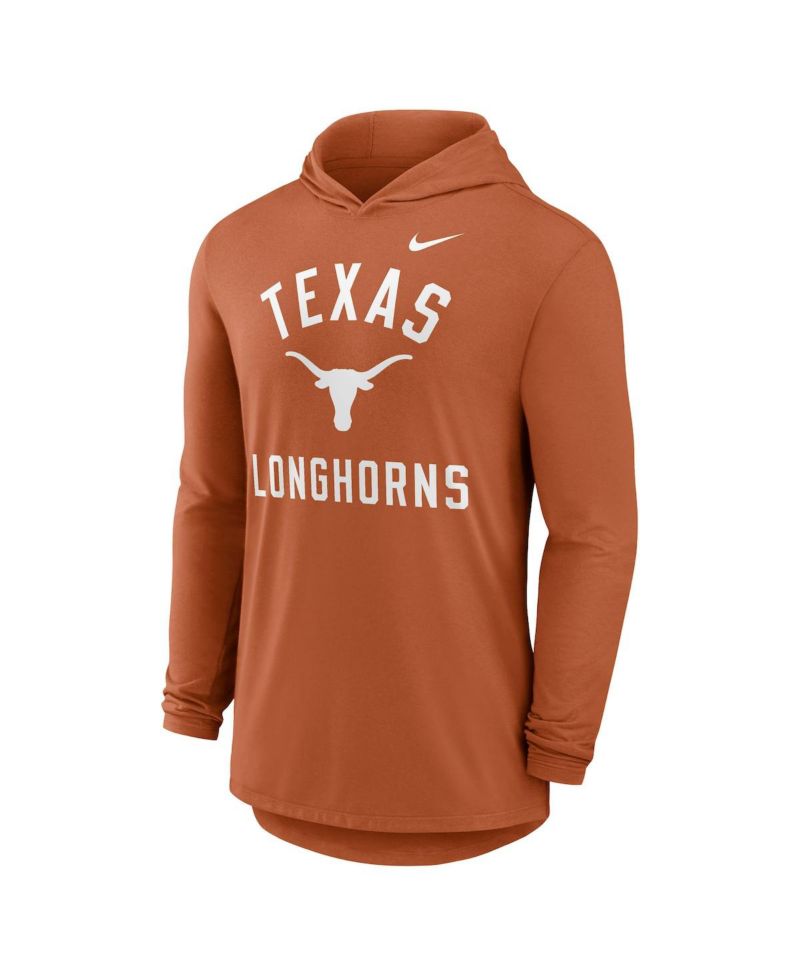 Men's Texas Orange Texas Longhorns Classic Arch Tri-Blend Performance Long Sleeve Hoodie T-Shirt
