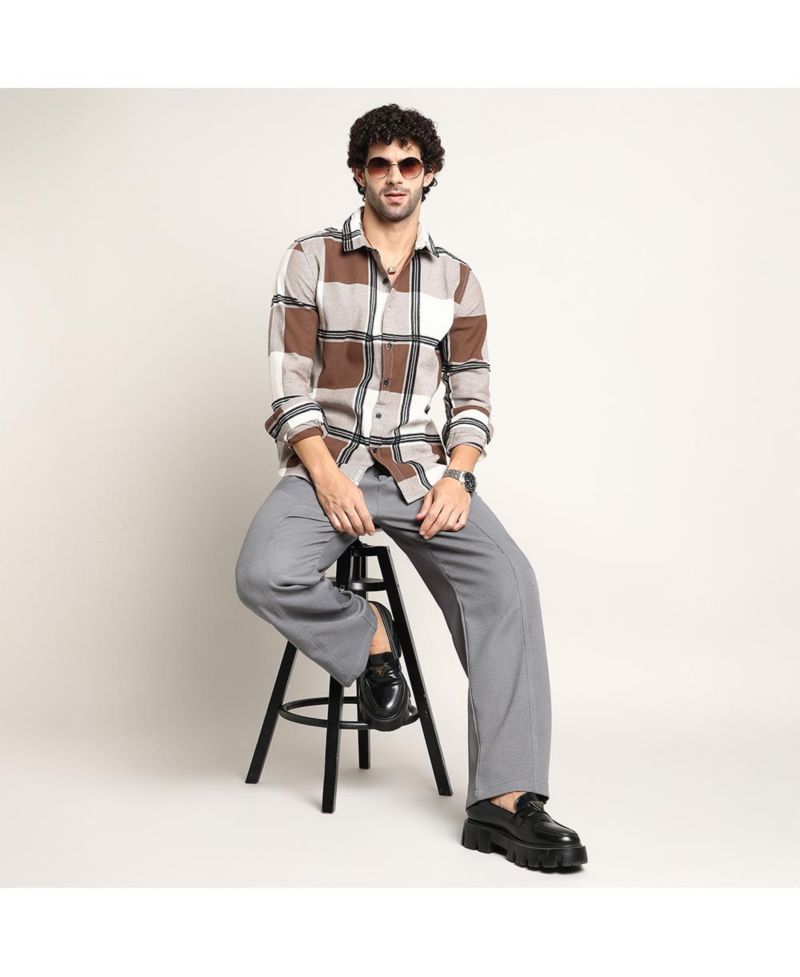 Men's Russet Brown Overlap Buffalo Shirt