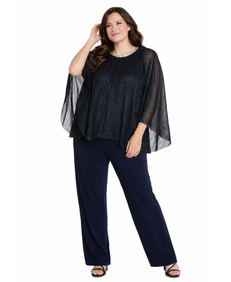 Plus Size Mock-Neck Top and Pants, 2-Piece Set