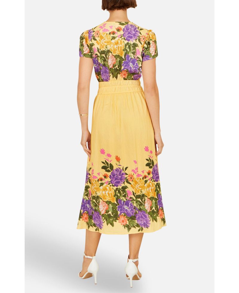 Women's Floral Mirror Print Viscose Midi Dress