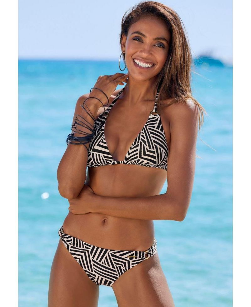 Women's Geometric Print Removable Pads Triangle Bikini Top