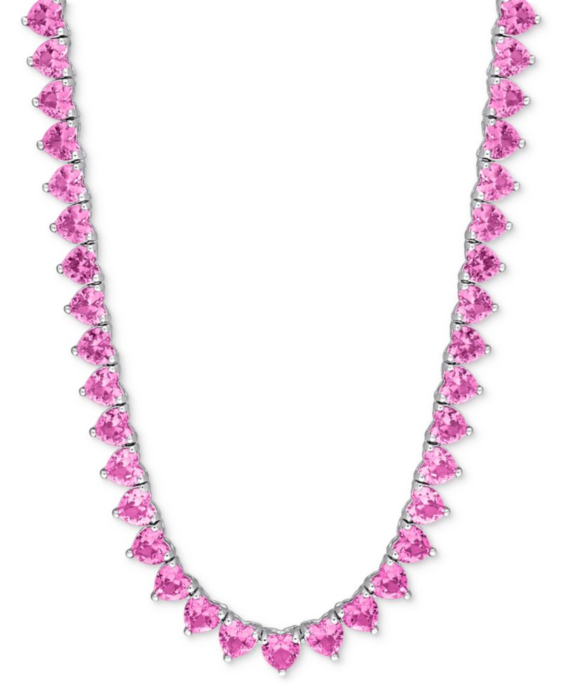 Lab-Created Gemstone 18" Collar Necklace in 18k Gold Plated Over Sterling Silver