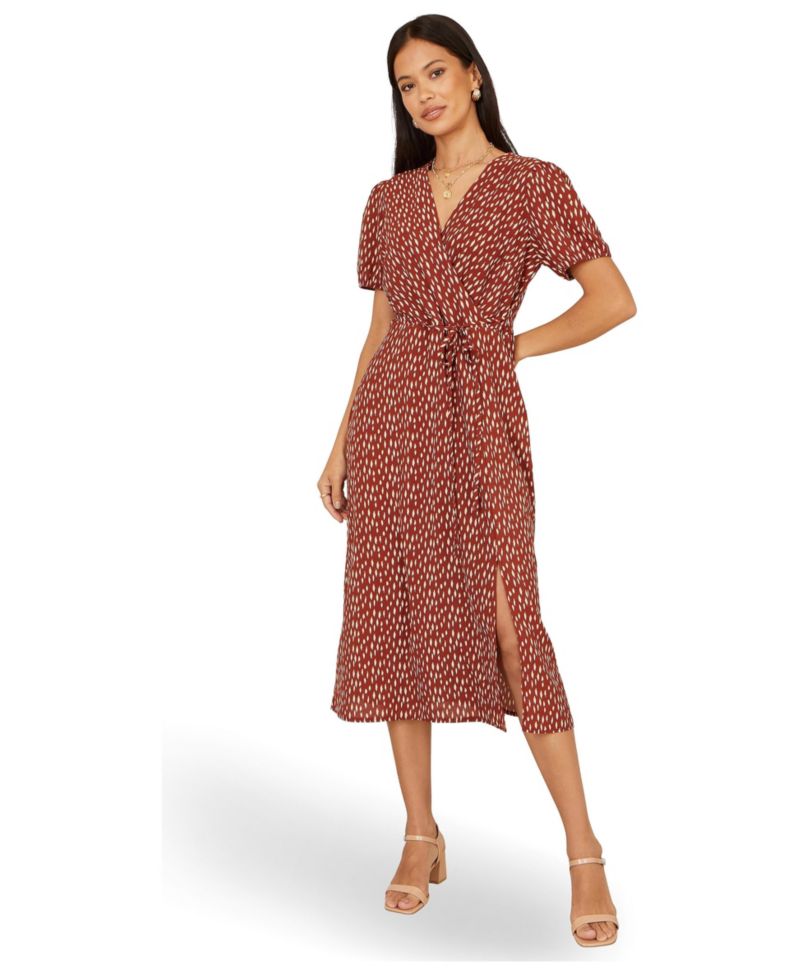 Women's Spot Wrap Midi Dress