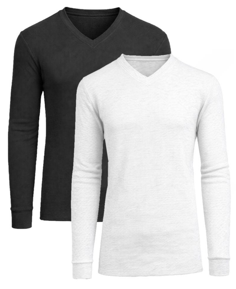 Men's Long-Sleeve V-Neck Thermal Shirt, 2-Pack