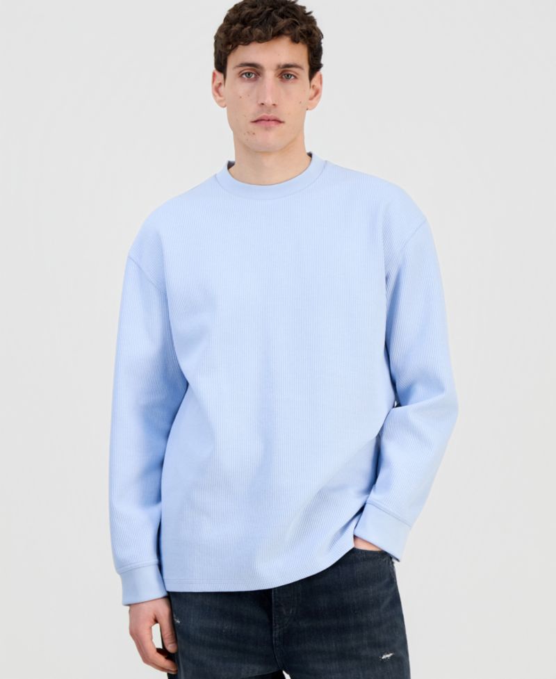 Hugo by Men's Waffled Jersey Long-Sleeve T-Shirt