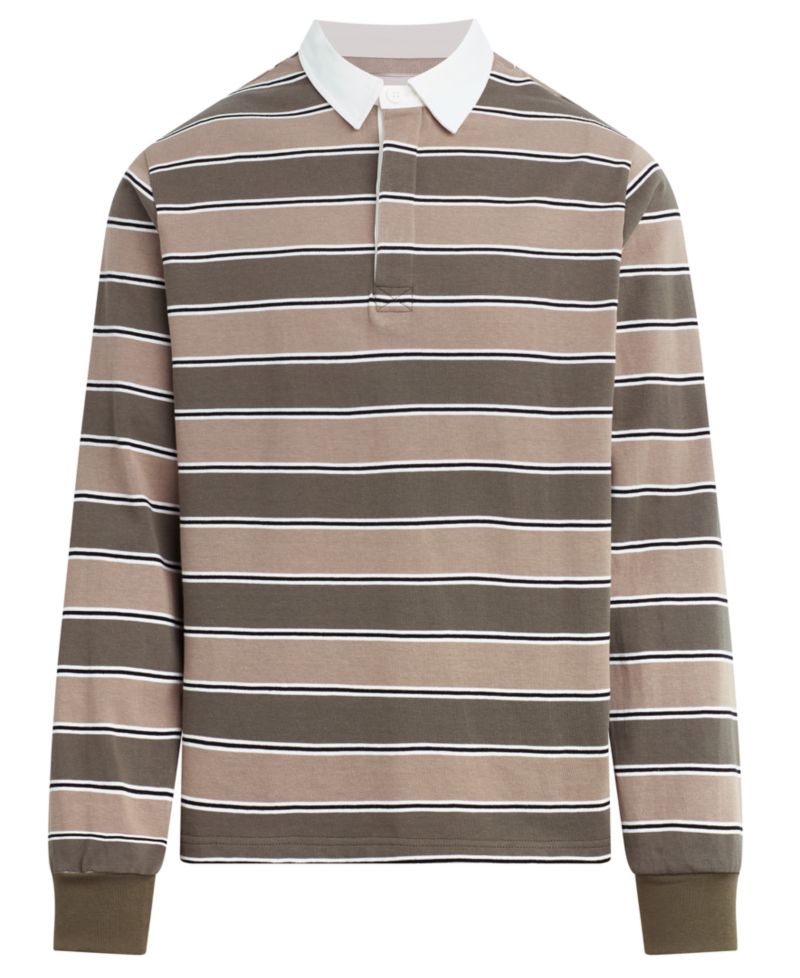 Men's Striped Long-Sleeve Rugby Shirt
