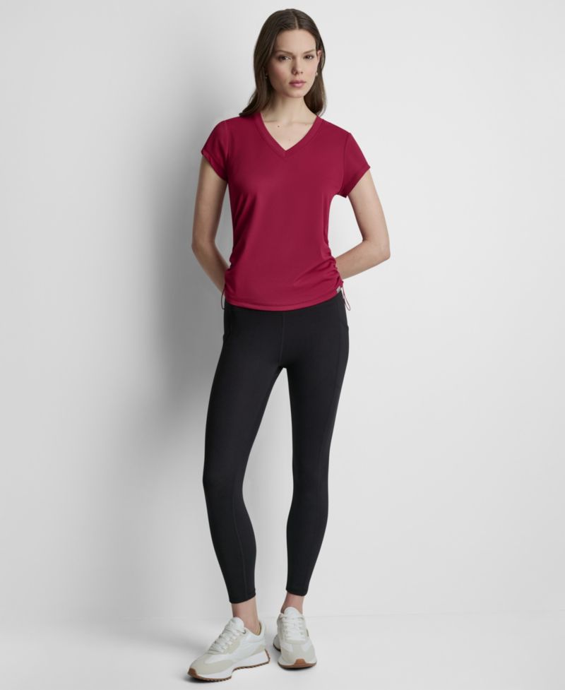 Women's Ruched Side Seams V-Neck Tech T-Shirt