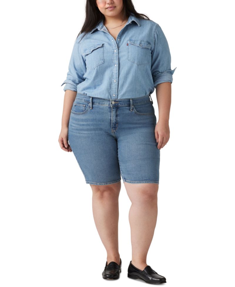 Plus Size Mid-Rise Shaping Bermuda Shorts