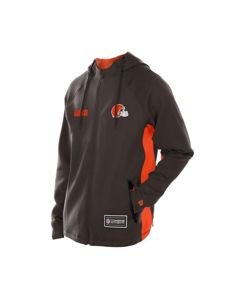 Men's Brown Cleveland Browns Combine Authentic Raglan Scuba Full-Zip Hoodie