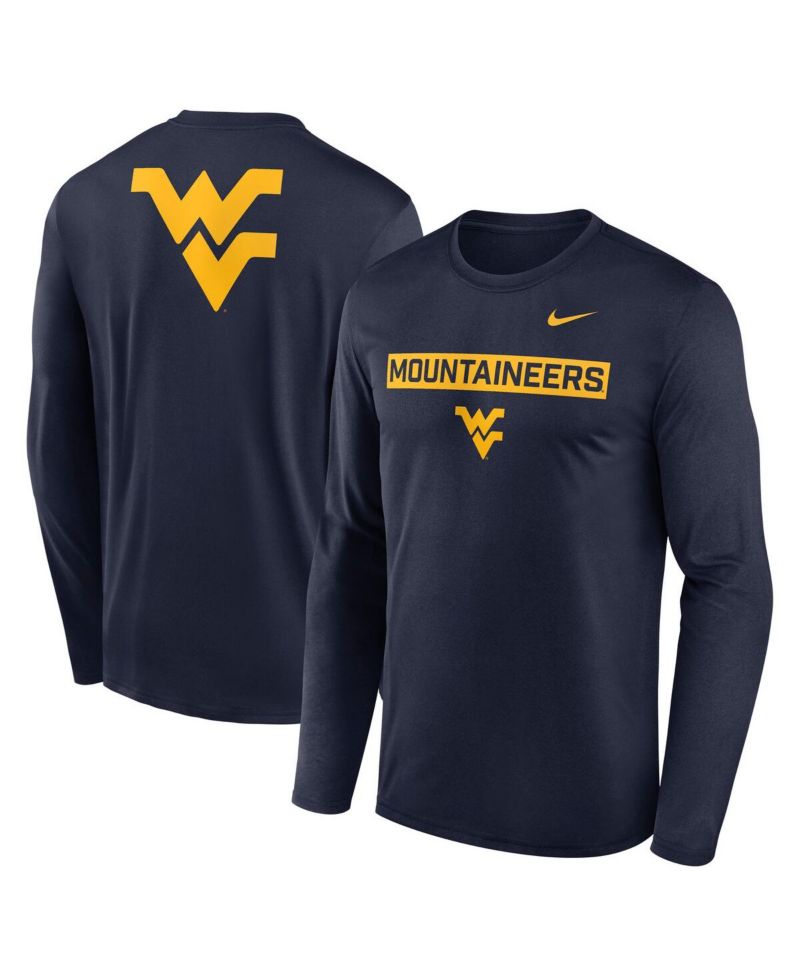 Men's Navy West Virginia Mountaineers Primetime Campus 2-Hit Legend Long Sleeve T-Shirt