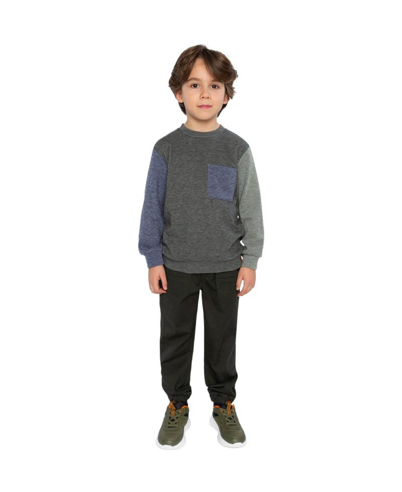 Little and Big Boy 6-12 Color block Brushed Jersey Top