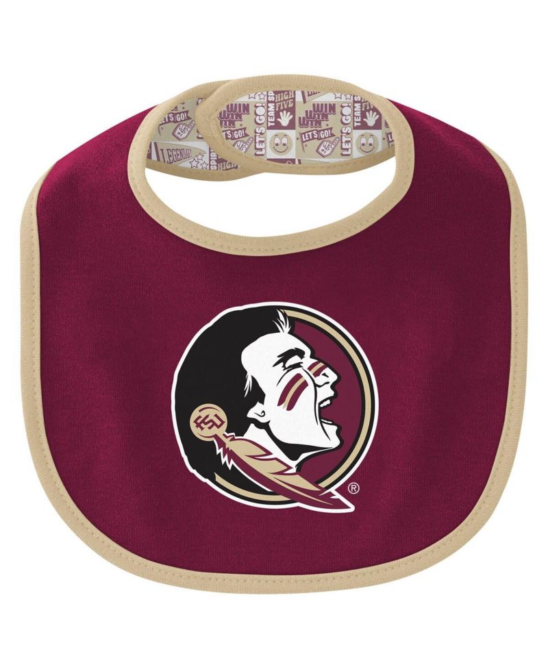 Baby Boys and Girls 3-Piece Florida State Seminoles Dynamic Duo Bodysuit, Bib Cuffed Knit Hat Set