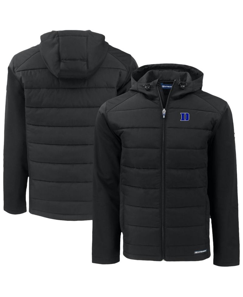 Men's Black Duke Blue Devils Evoke Hybrid Eco Softshell Full-Zip Hoodie Jacket