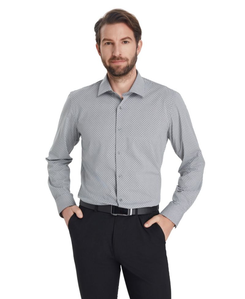 Men's Geometric Print Slim-Fit Dress Shirt