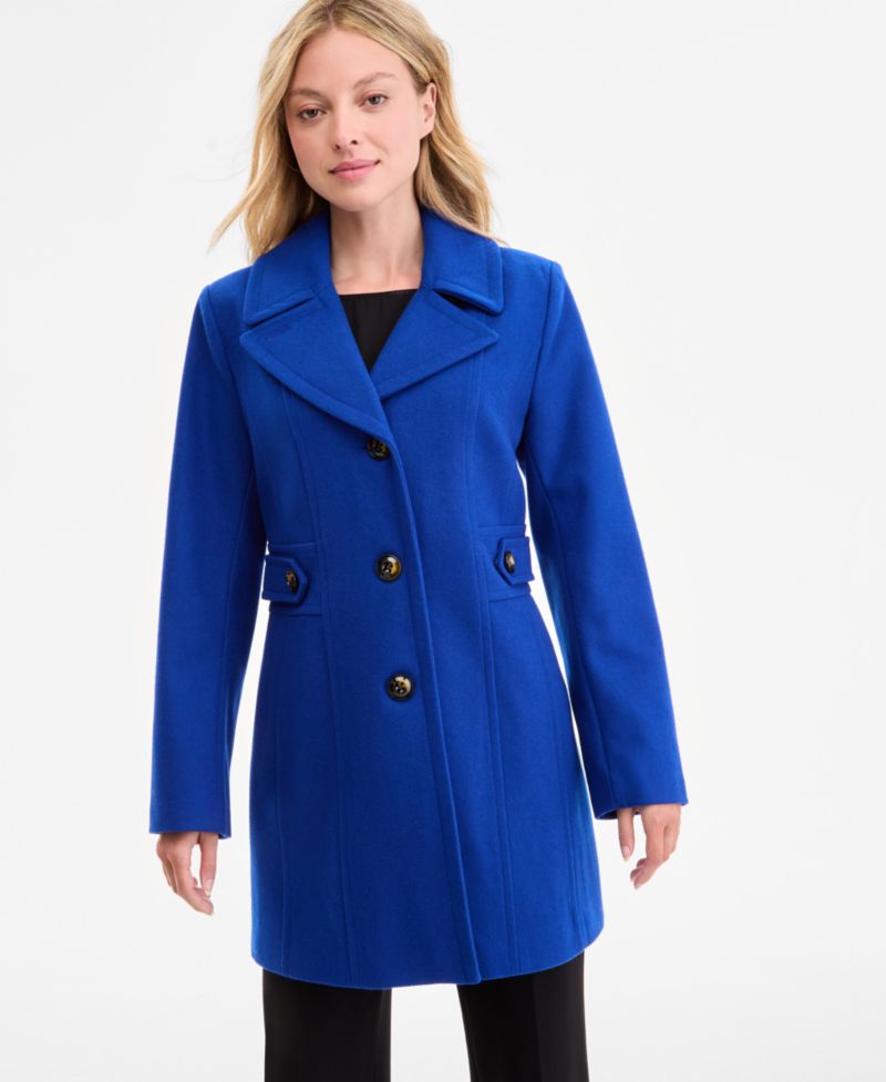 Women's Single-Breasted Notched-Collar Peacoat