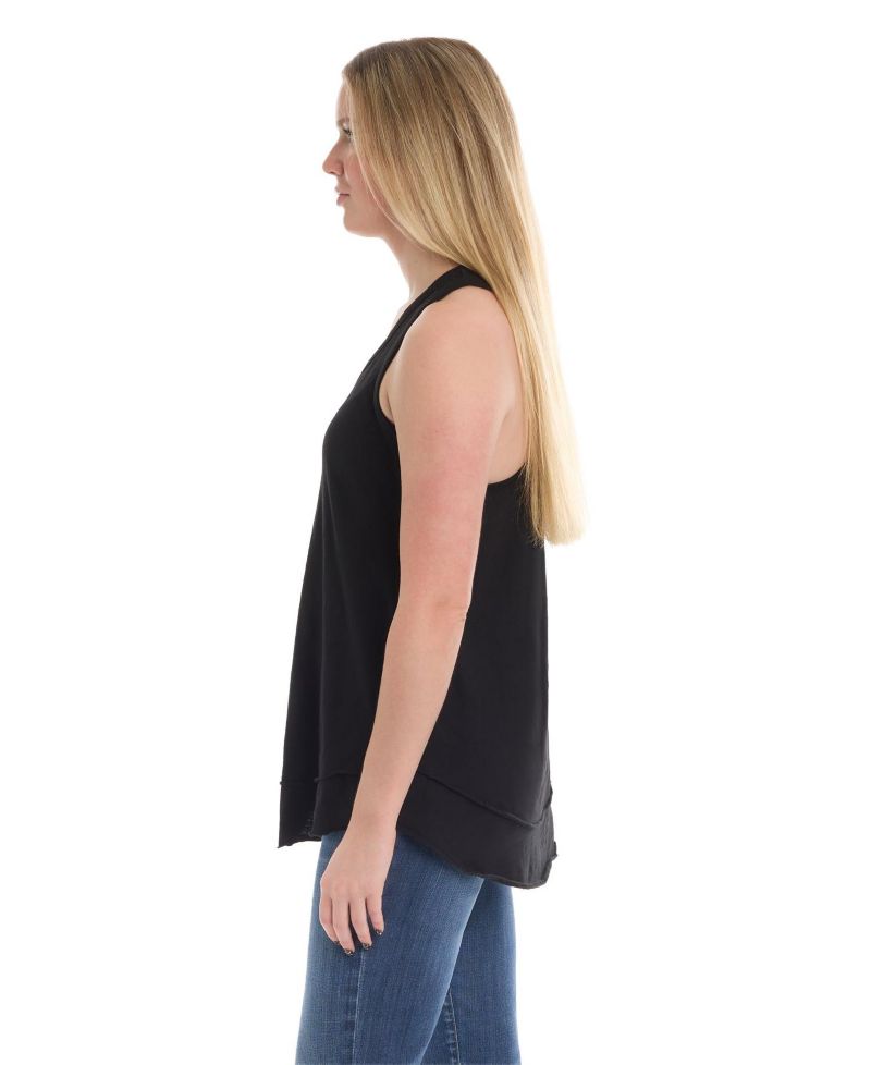 Women's Shrunken Mock Hem Shirttail Tank