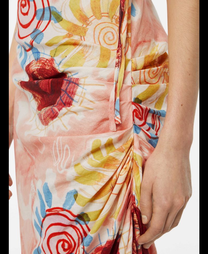 Women's Linen Viscose Printed Midi Dress