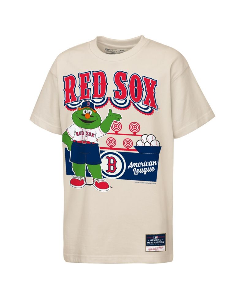 Big Boys and Girls Cream Boston Red Sox Step Back Up Mascot T-Shirt