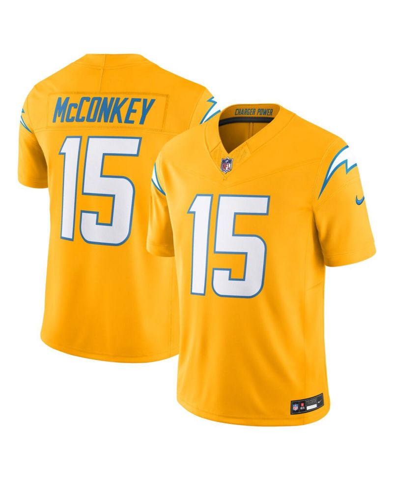 Men's Ladd McConkey Gold Los Angeles Chargers Alternate Charger Power Vapor F.U.S.E. Limited Jersey