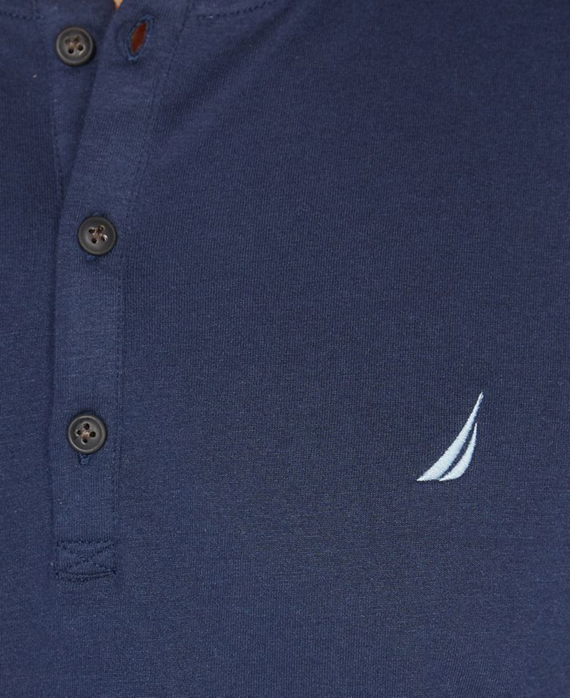 Мужская мягкая дышащая пижамная рубашка Henley с длинным рукавом