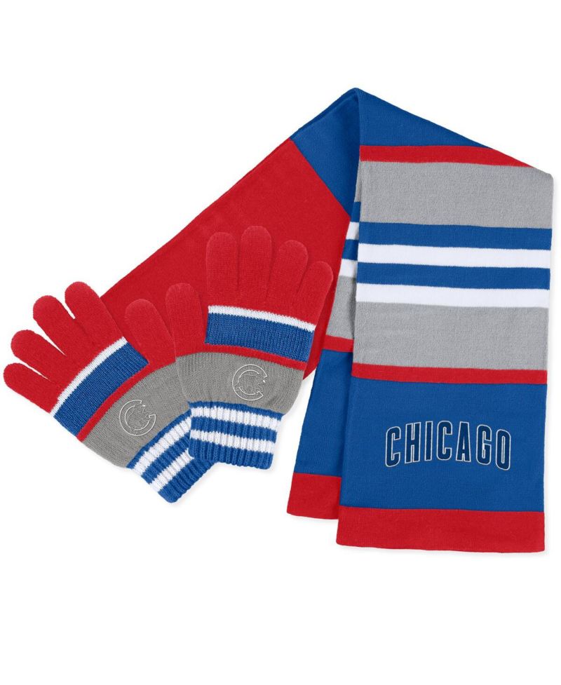 Women's Chicago Cubs Stripe Glove and Scarf Set