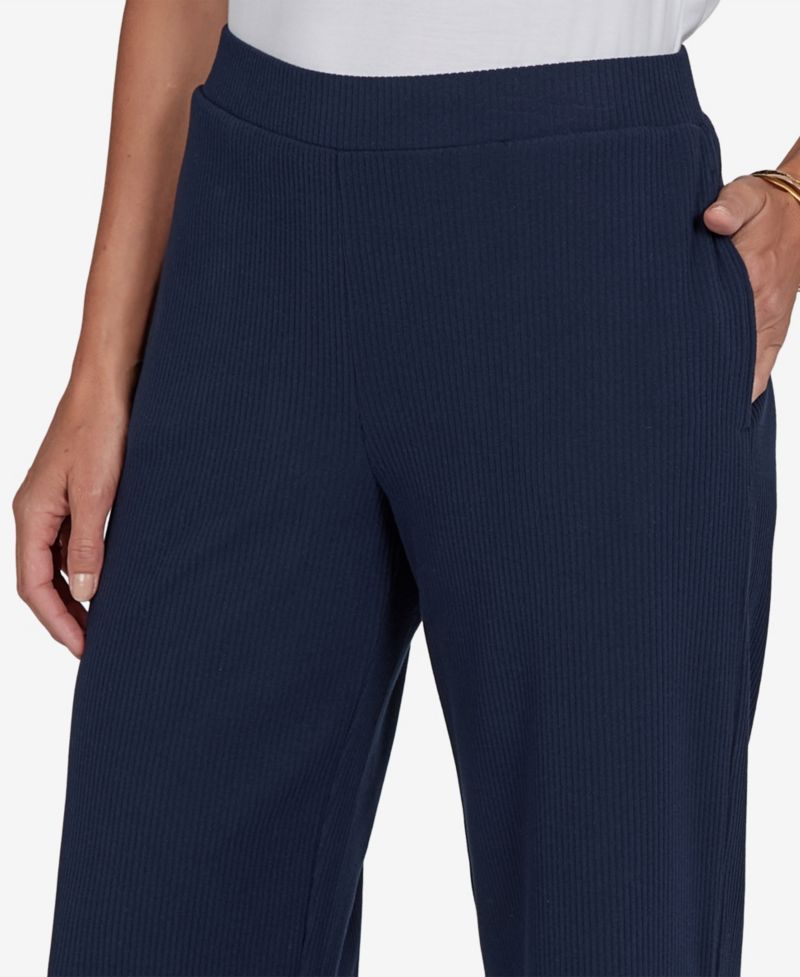 Petite Wide-Leg Pull-On Ribbed Pants