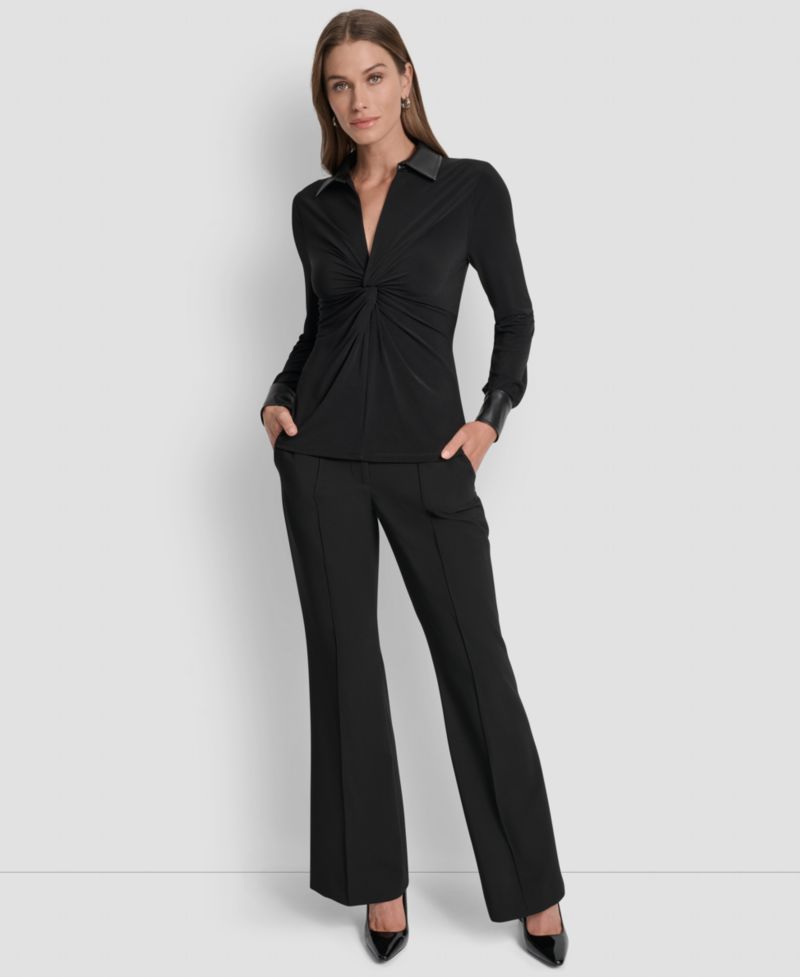 Women's Twist-Front Contrast-Trim Top