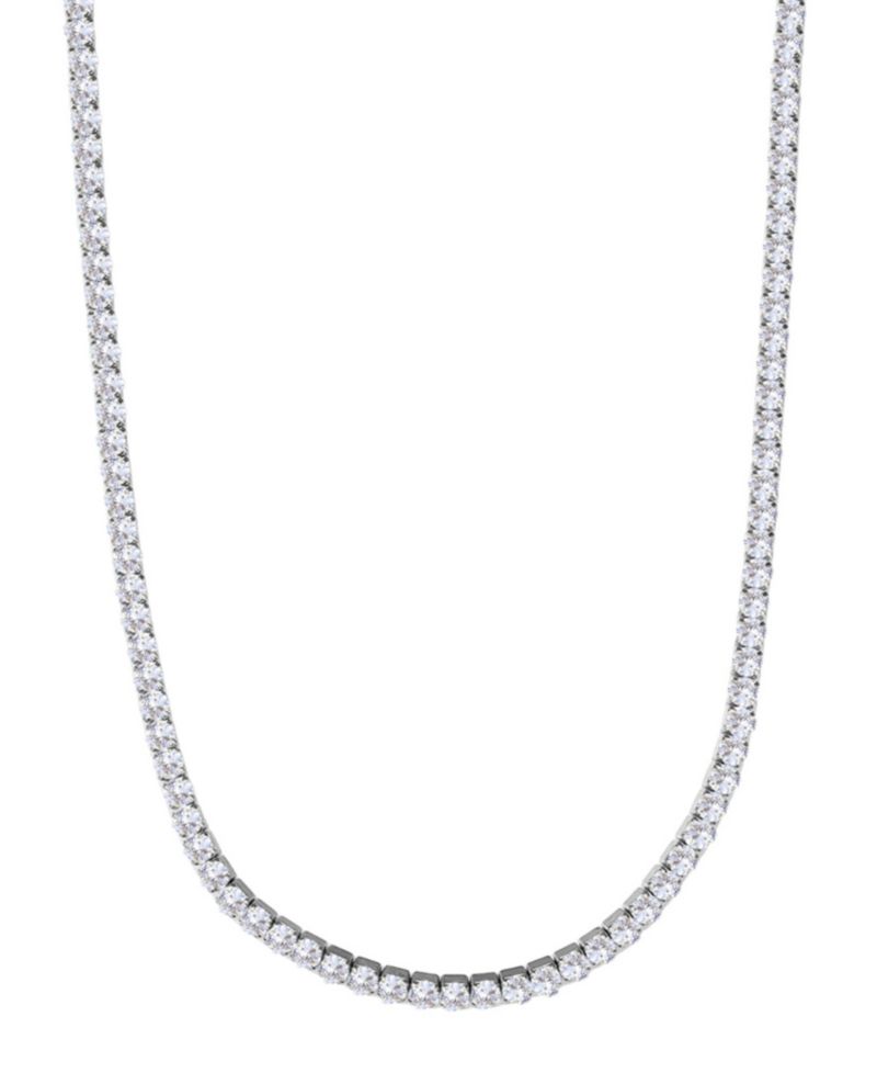 Silver Crystal 3mm Tennis Chain Necklace