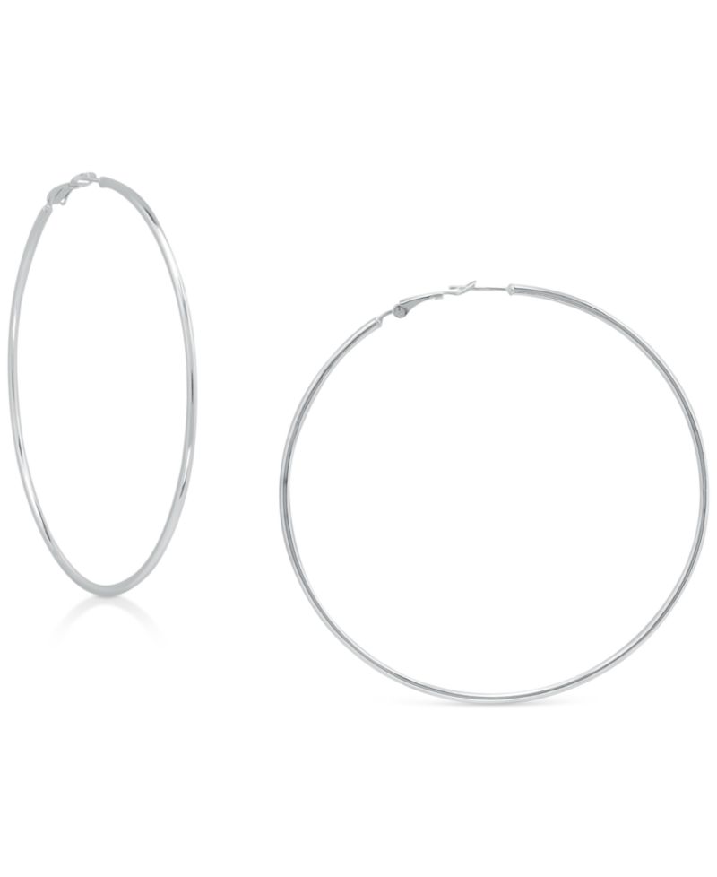 Polished Wire Extra-Large Hoop Earrings, 80mm