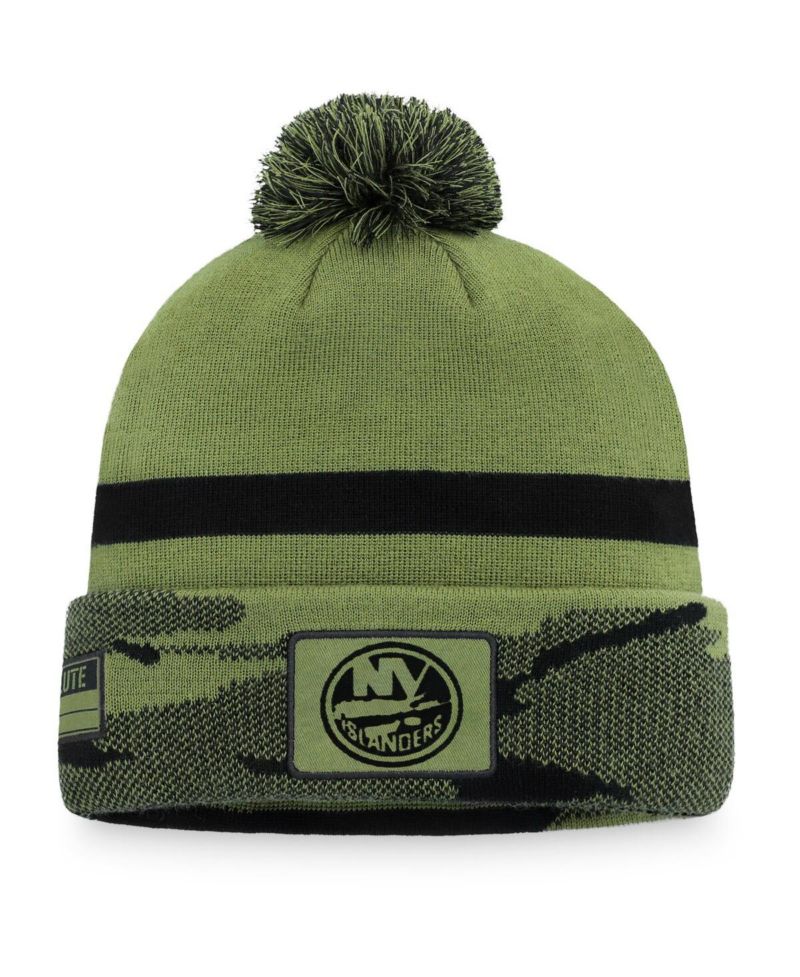 Men's Camo New York Islanders Military-Inspired Appreciation Cuffed Knit Hat with Pom