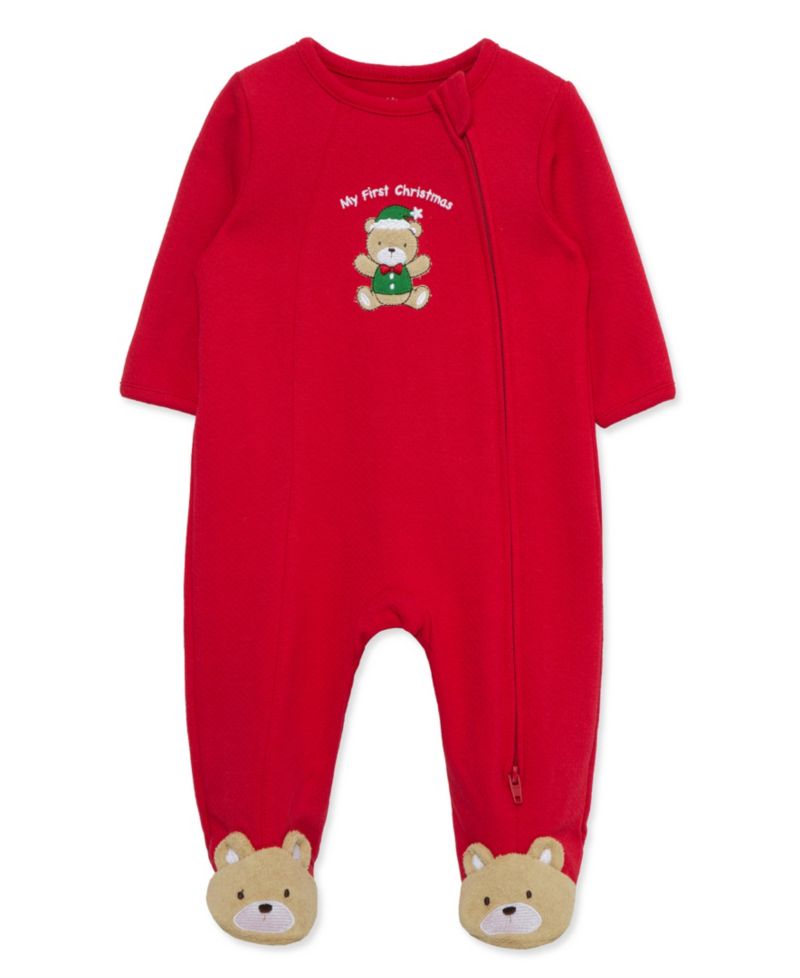 Baby Boys' Holiday Bear Graphic Footed Coveralls
