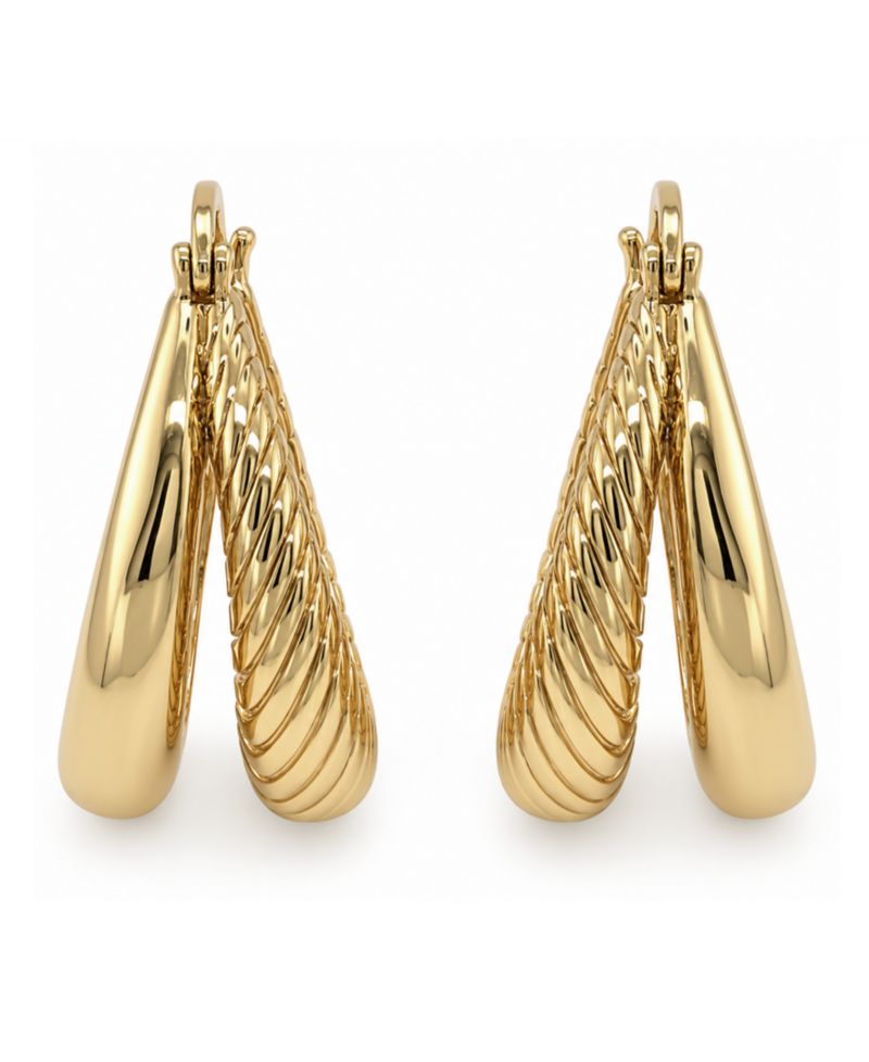 Gold-Tone Plated Split Hoop Earrings