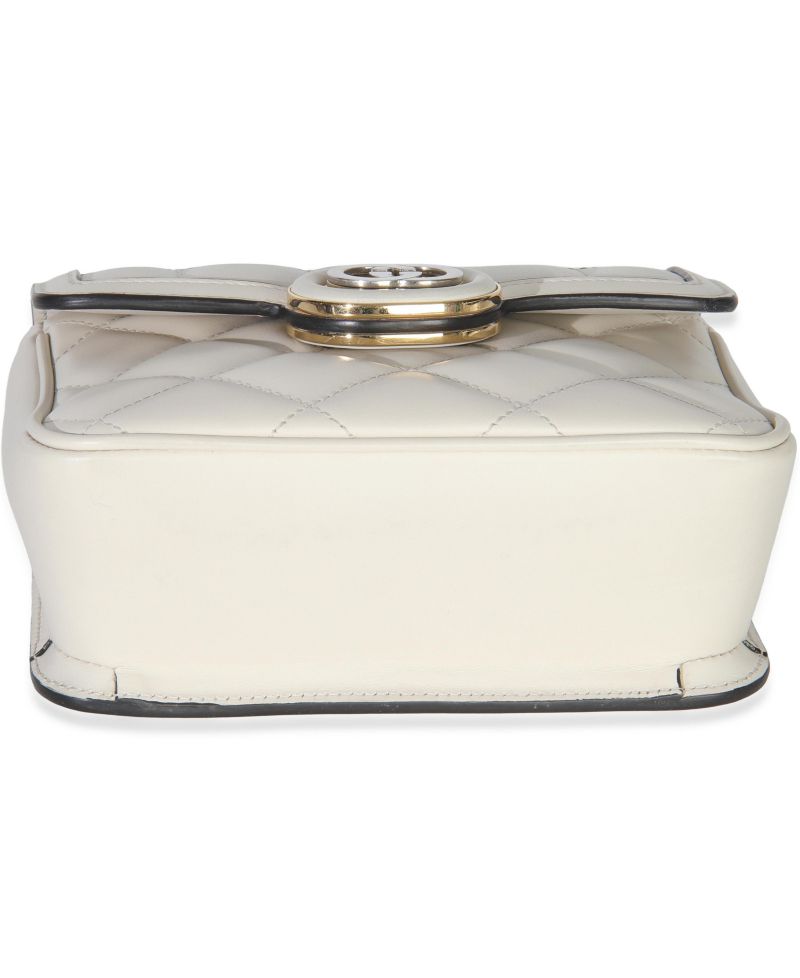 White Quilted Calfskin Mini Deco Chain Bag
