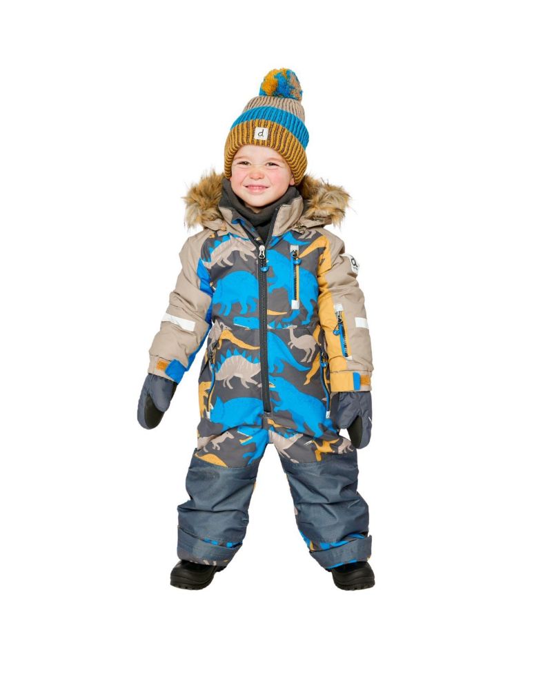 Little and Big Boy (6-14) One Piece Play Snowsuit Dinosaur Print