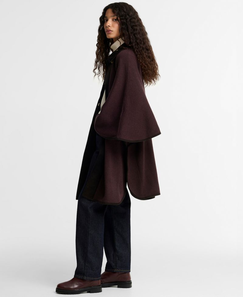 Women's Elva Tartan Wool-Blend Knitted Cape Coat