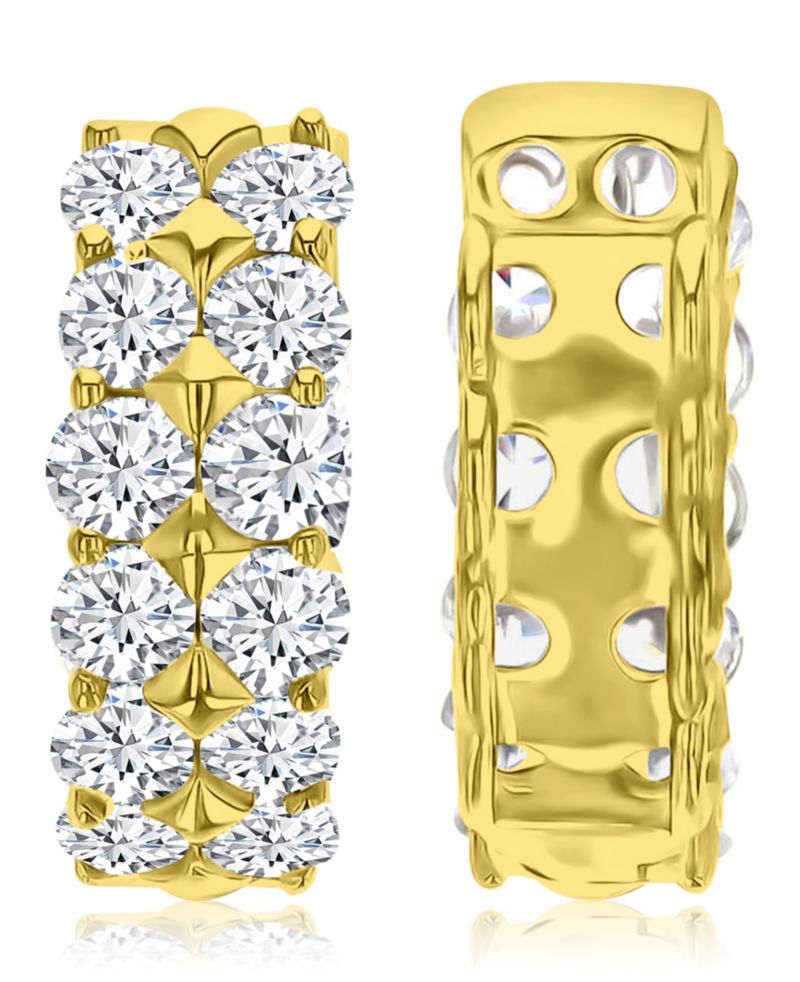 14k Gold-Plated Two Row Huggie Earrings