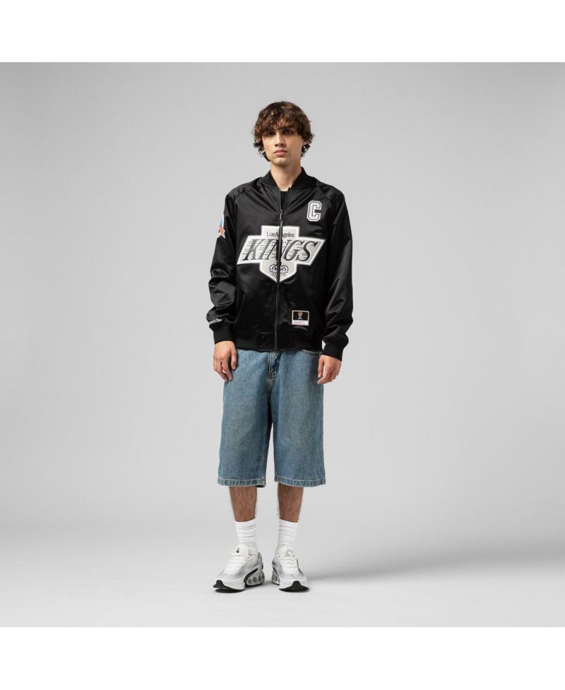 Men's and Women's Wayne Gretzky Black Los Angeles Kings Maxed Out Full-Zip Satin Jacket