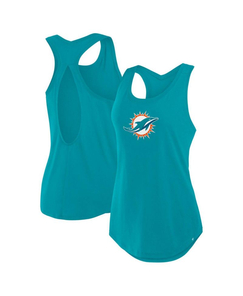 Women's Aqua Miami Dolphins Iron Fan Tank Top